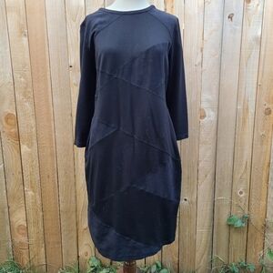 Nicole by Nicole Miller black block high neck long sleeve dress.